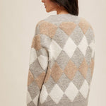 Diamond Pattern Sweater Cardigan - The Nines