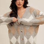 Diamond Pattern Sweater Cardigan - The Nines