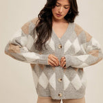 Diamond Pattern Sweater Cardigan - The Nines