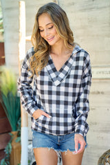 Black & Ivory Plaid Hoodie - FINAL SALE