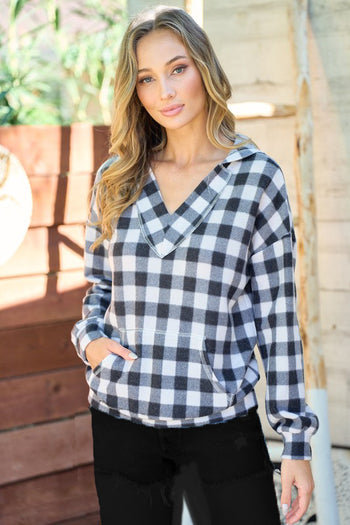 Black & Ivory Plaid Hoodie - FINAL SALE