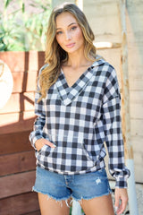 Black & Ivory Plaid Hoodie - FINAL SALE