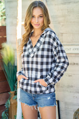 Black & Ivory Plaid Hoodie - FINAL SALE