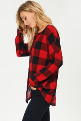 Lace Up Buffalo Plaid Top