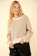 Two Tone Crop Ribbed Sweater Tops - 3 Colors!