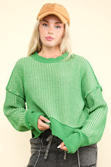 Two Tone Crop Ribbed Sweater Tops - 3 Colors!