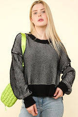 Two Tone Crop Ribbed Sweater Tops - 3 Colors!