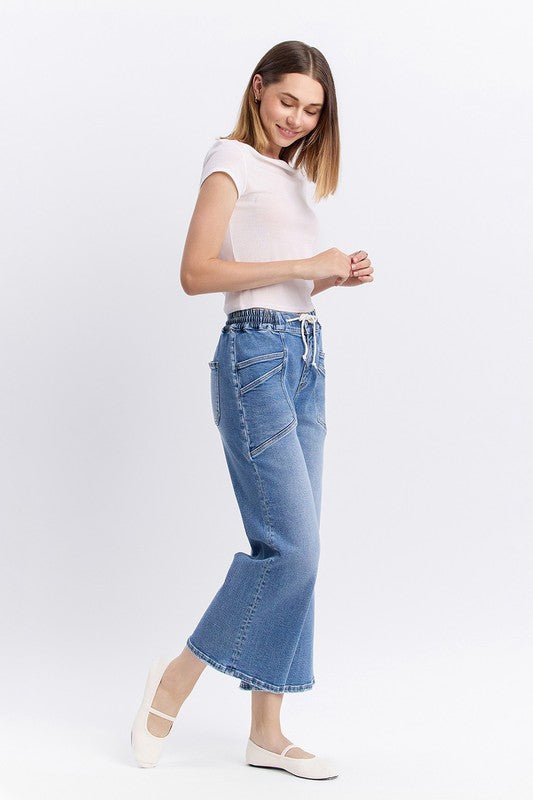 Vervet Drawstring High Rise Wide Leg Jean - The Nines