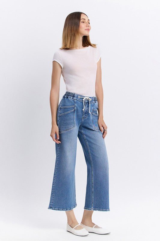 Vervet Drawstring High Rise Wide Leg Jean - The Nines