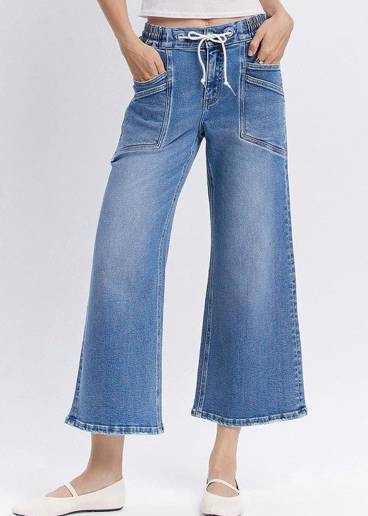 Vervet Drawstring High Rise Wide Leg Jean - The Nines