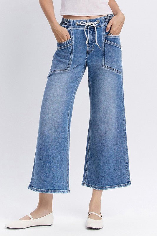 Vervet Drawstring High Rise Wide Leg Jean - The Nines