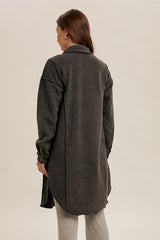 Charcoal Long Fleece Shacket