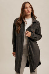 Charcoal Long Fleece Shacket