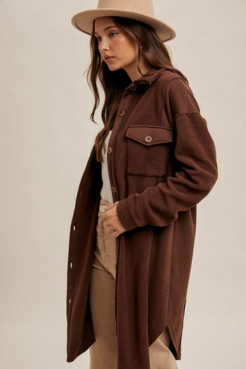 Chocolate Long Fleece Shacket