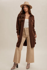 Chocolate Long Fleece Shacket