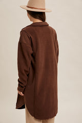 Chocolate Long Fleece Shacket