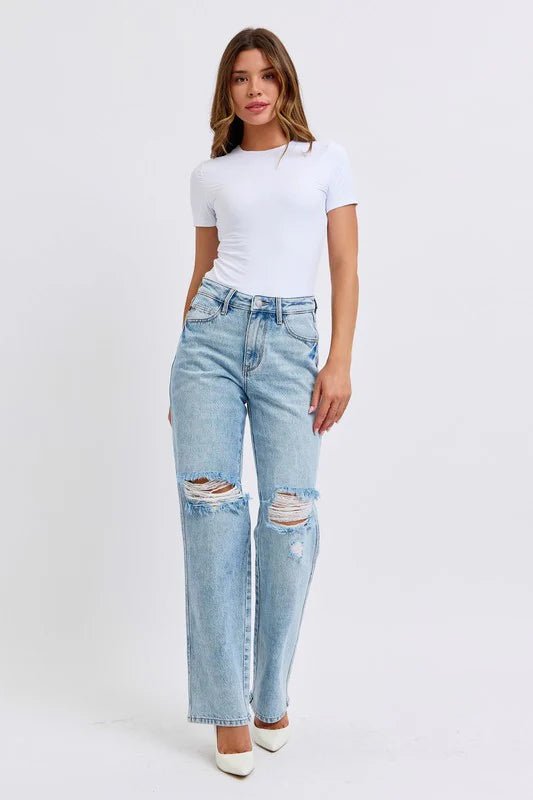 Judy Blue High Waist Magic Destroy 90's Straight Jeans - FINAL SALE! - The Nines