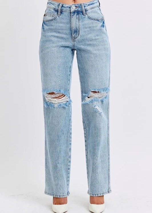 Judy Blue High Waist Magic Destroy 90's Straight Jeans - FINAL SALE! - The Nines