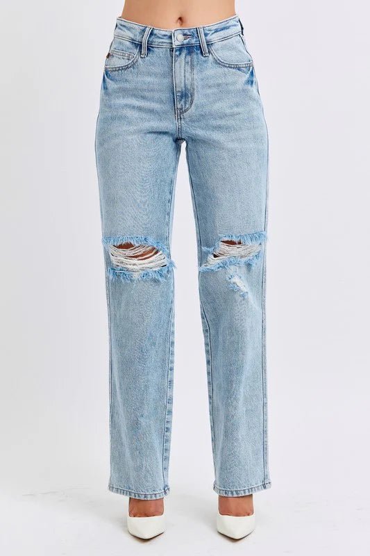 Judy Blue High Waist Magic Destroy 90's Straight Jeans - FINAL SALE! - The Nines