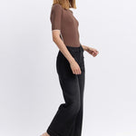 Black Vervet High Rise Double Cuff Baggy Wide Leg Jeans - The Nines