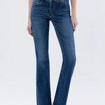 Lovervet Mid Rise Dark Wash Raw Hem Bootcut Jean - The Nines