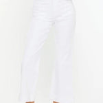 Kan Can High Rise Relaxed Cropped Flare White Jeans - The Nines