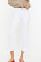 Kan Can High Rise Relaxed Cropped Flare White Jeans