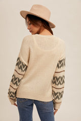 Gray & Brown Alpine Sweater