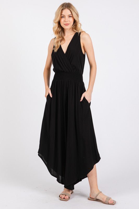 Solid V - neck Jumpsuit - 2 colors! - The Nines