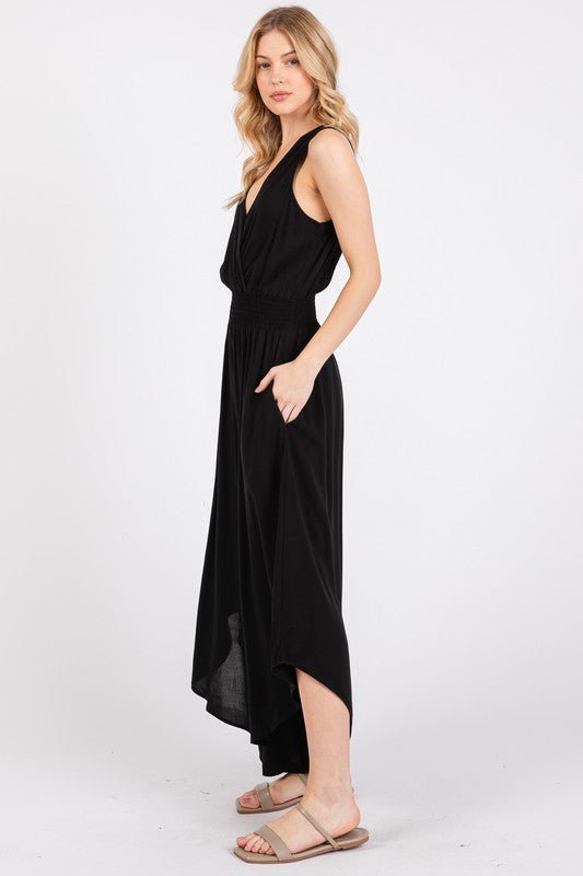 Solid V - neck Jumpsuit - 2 colors! - The Nines