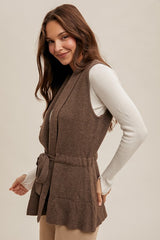 Mocha Belted Sweater Vest