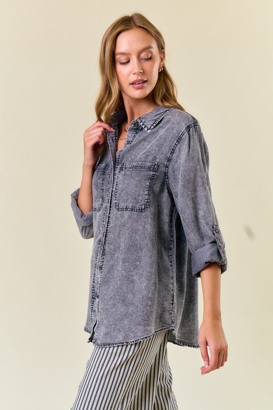 Chambray Button Tops - 2 Colors! - The Nines