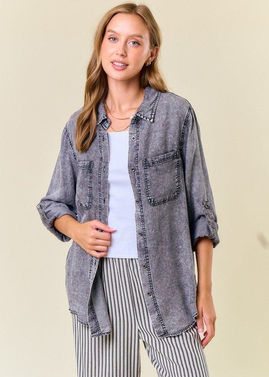 Chambray Button Tops - 2 Colors! - The Nines