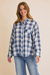 Beach Ready Double Gauze Plaid Top