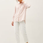 Light Coral Pinstripe Button Down Top - The Nines