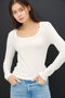 White Scoop Soft Basic Long Sleeve Top