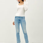 White Scoop Soft Basic Long Sleeve Top - The Nines