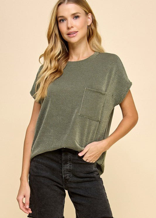 Ribbed Pocket Tops - 2 Colors! - The Nines
