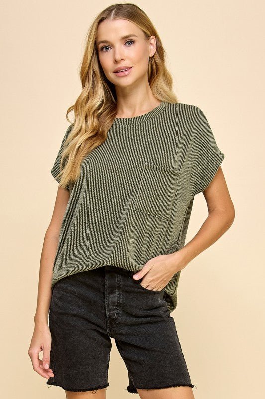 Ribbed Pocket Tops - 2 Colors! - The Nines