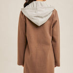 Mocha Contrast Hooded Coat - FINAL SALE! - The Nines