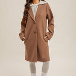 Mocha Contrast Hooded Coat - FINAL SALE! - The Nines
