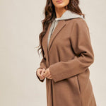 Mocha Contrast Hooded Coat - FINAL SALE! - The Nines