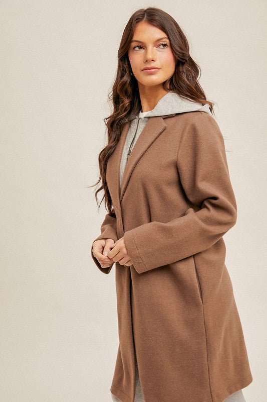 Mocha Contrast Hooded Coat - FINAL SALE! - The Nines
