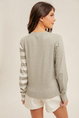 Gray Asymmetrical Striped Top