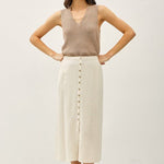 Linen Blend Button Skirt - 2 Colors! - The Nines