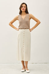 Linen Blend Button Skirt - 2 Colors!