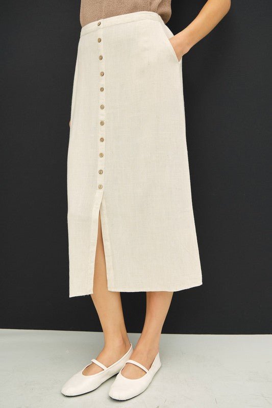 Linen Blend Button Skirt - 2 Colors! - The Nines