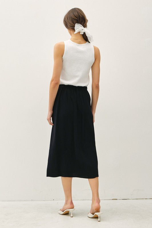 Linen Blend Button Skirt - 2 Colors! - The Nines