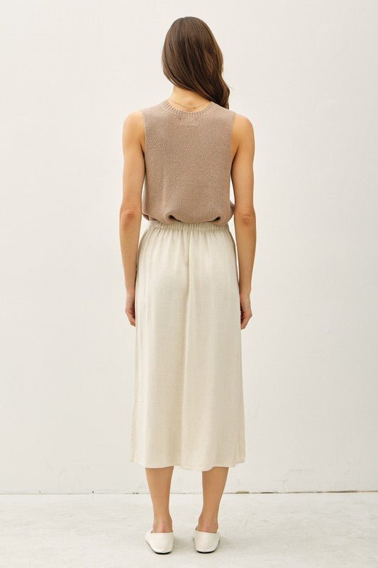 Linen Blend Button Skirt - 2 Colors! - The Nines