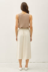 Linen Blend Button Skirt - 2 Colors!